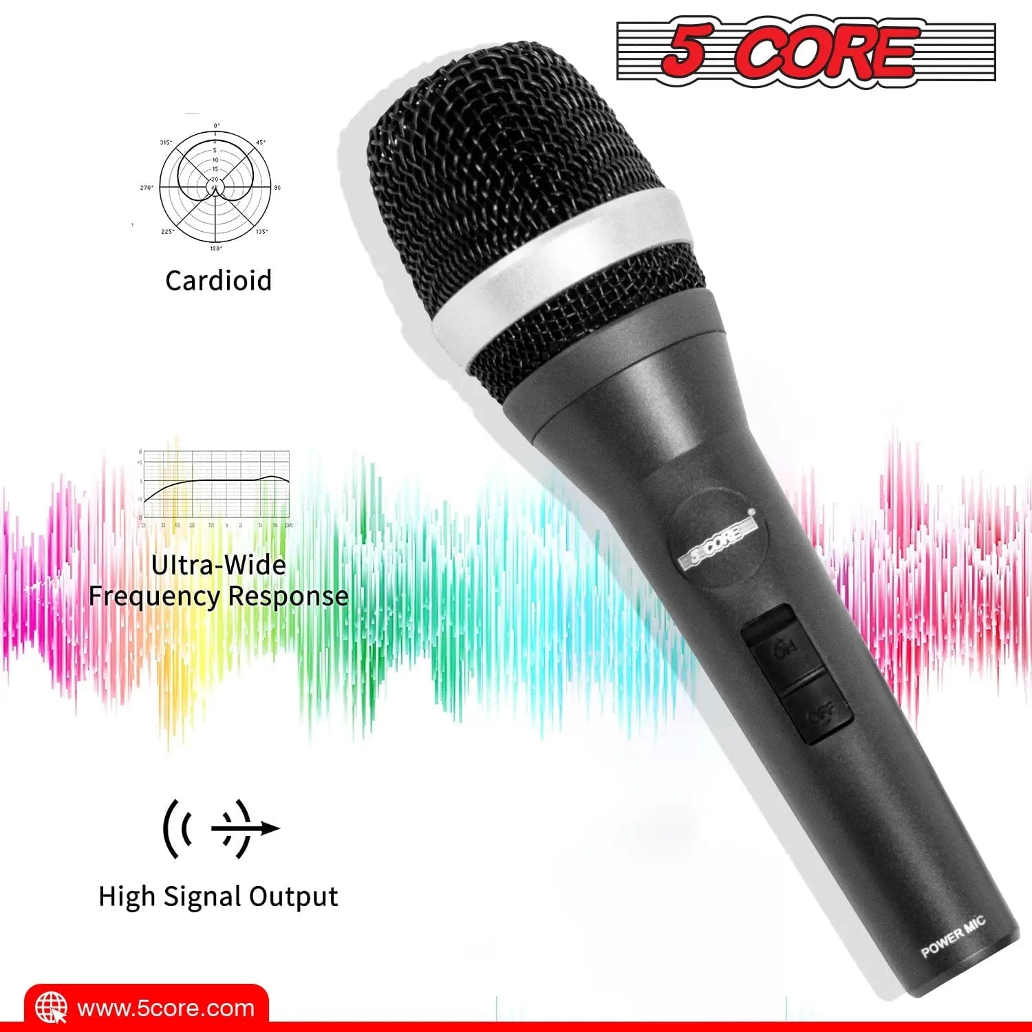 5Core Premium Vocal Dynamic Cardioid Handheld Microphone Neodymium Audio & Video  MPGD Corp Merchandise