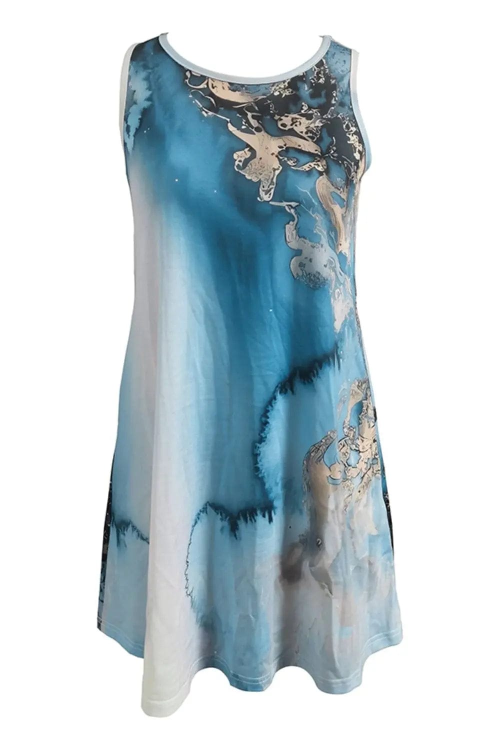 Abstract Print Round Neck Sleeveless Dress with Pockets  21.00 MPGD Corp Merchandise