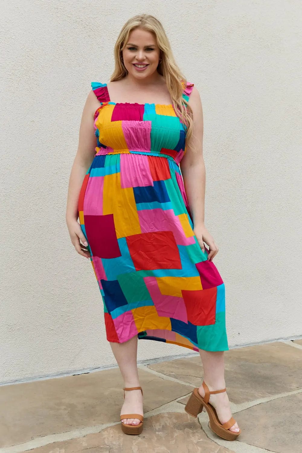 And The Why Multicolored Square Print Summer Dress   MPGD Corp Merchandise
