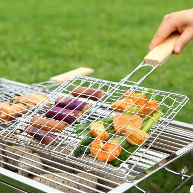 Barbecue Grilling Basket Grill BBQ Net Wooden Kitchen  MPGD Corp Merchandise