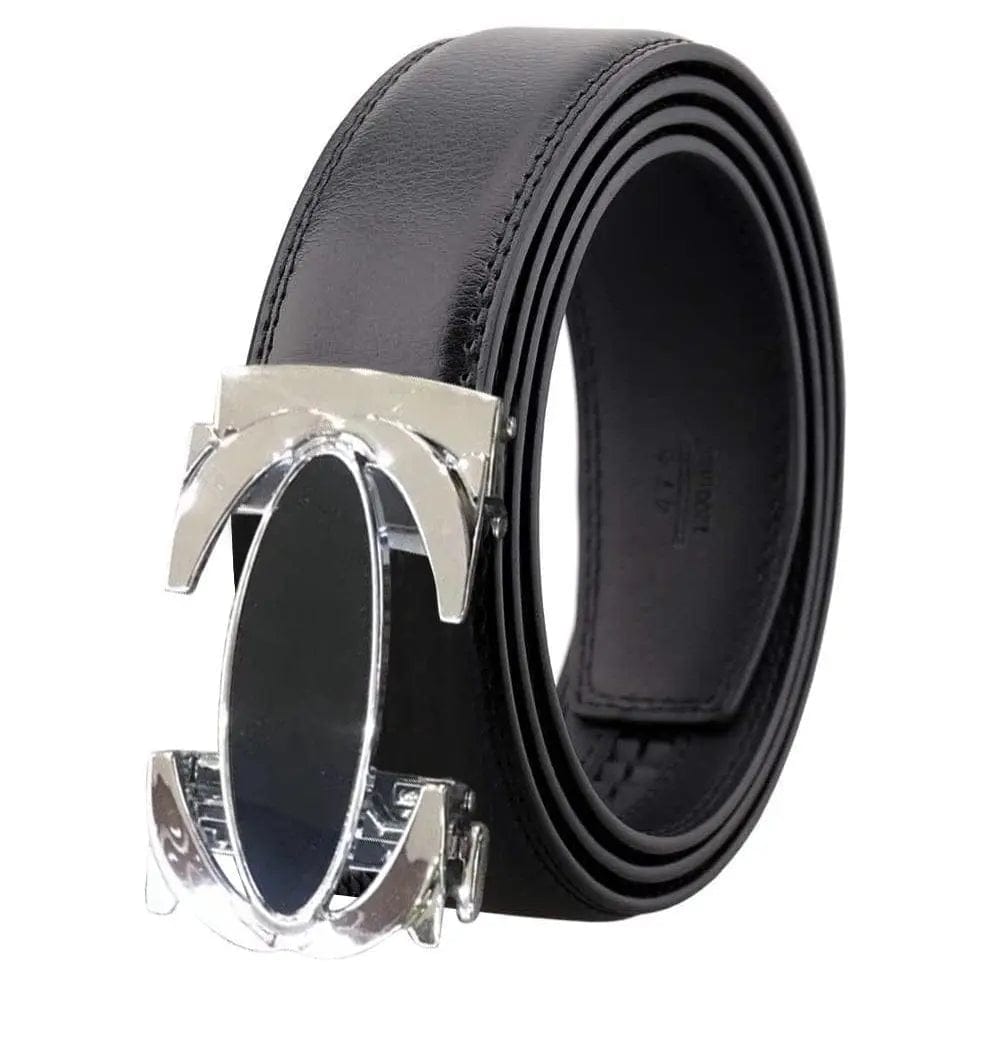Black and Silver Mens Adjustable Ratchet Slide Buckle Belt - Genuine Accessories  MPGD Corp Merchandise