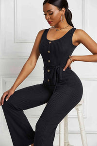 Button Detail Tie Waist Jumpsuit with Pockets  37.00 MPGD Corp Merchandise