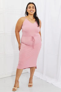 Capella Flatter Me Full Size Ribbed Front Tie Midi Dress in Blush Pink  28.00 MPGD Corp Merchandise