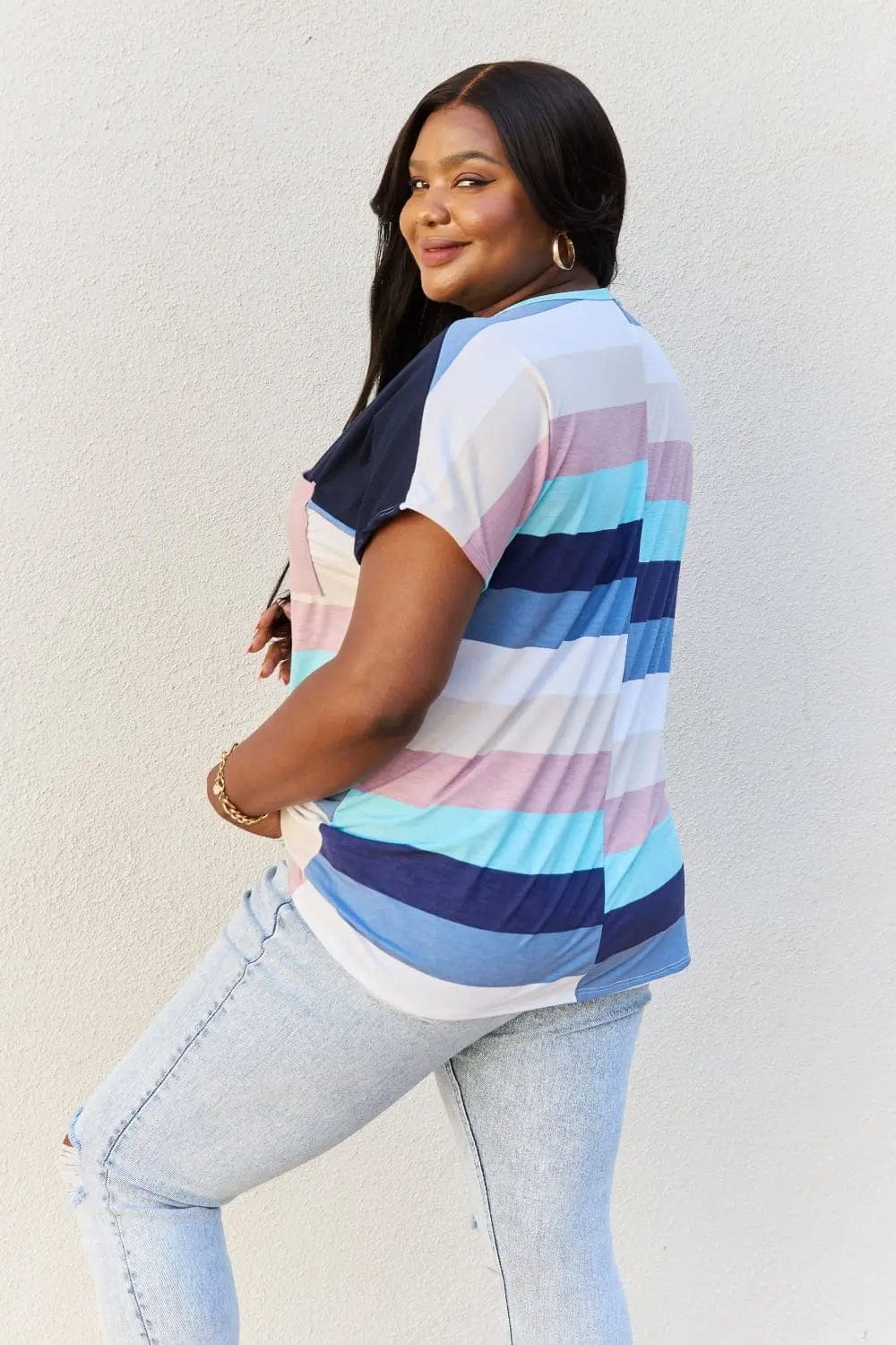 Celeste Full Size Colorblock Tunic Top in Navy Aqua  38.00 MPGD Corp Merchandise