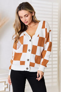 Double Take Button-Up V-Neck Dropped Shoulder Cardigan   MPGD Corp Merchandise