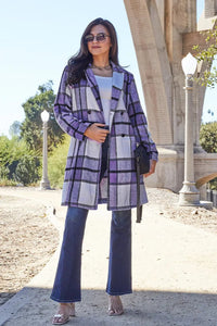 Double Take Full Size Plaid Button Up Lapel Collar Coat  48.00 MPGD Corp Merchandise