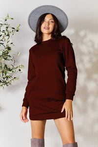 Double Take Round Neck Long Sleeve Mini Dress with Pockets  19.00 MPGD Corp Merchandise