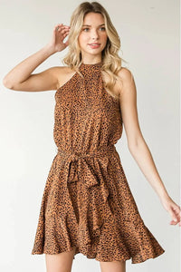 First Love Full Size Leopard Belted Sleeveless Dress  55.00 MPGD Corp Merchandise