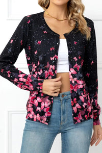 Floral Button Front Round Neck Cardigan  49.00 MPGD Corp Merchandise