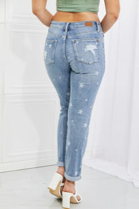 Judy Blue Sarah Full Size Star Pattern Boyfriend Jeans  64.00 MPGD Corp Merchandise