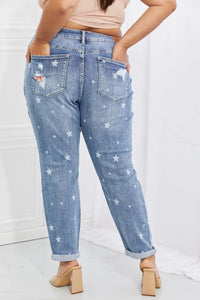 Judy Blue Sarah Full Size Star Pattern Boyfriend Jeans  64.00 MPGD Corp Merchandise