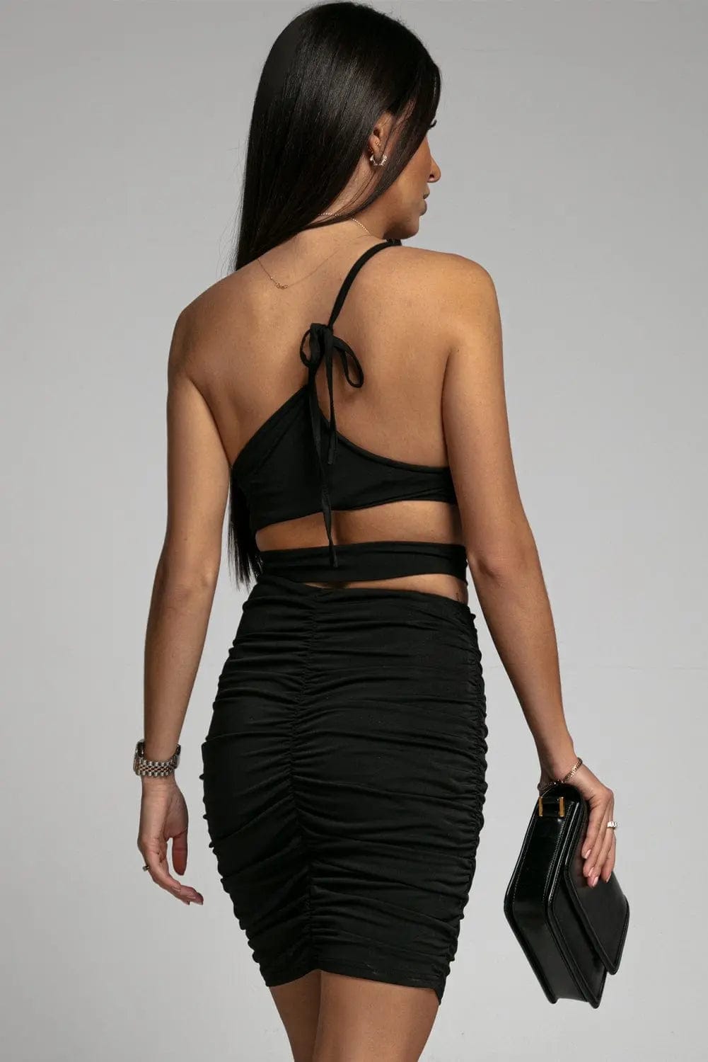 One-Shoulder Cutout Ruched Bodycon Dress  34.00 MPGD Corp Merchandise