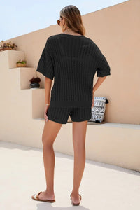 Openwork V-Neck Top and Shorts Set  40.00 MPGD Corp Merchandise