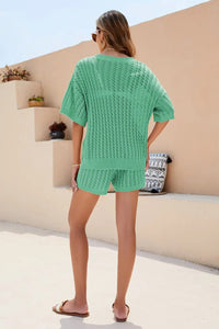 Openwork V-Neck Top and Shorts Set  40.00 MPGD Corp Merchandise