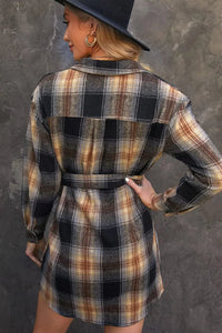 Plaid Tie Waist Button Down Shirt Dress  49.00 MPGD Corp Merchandise