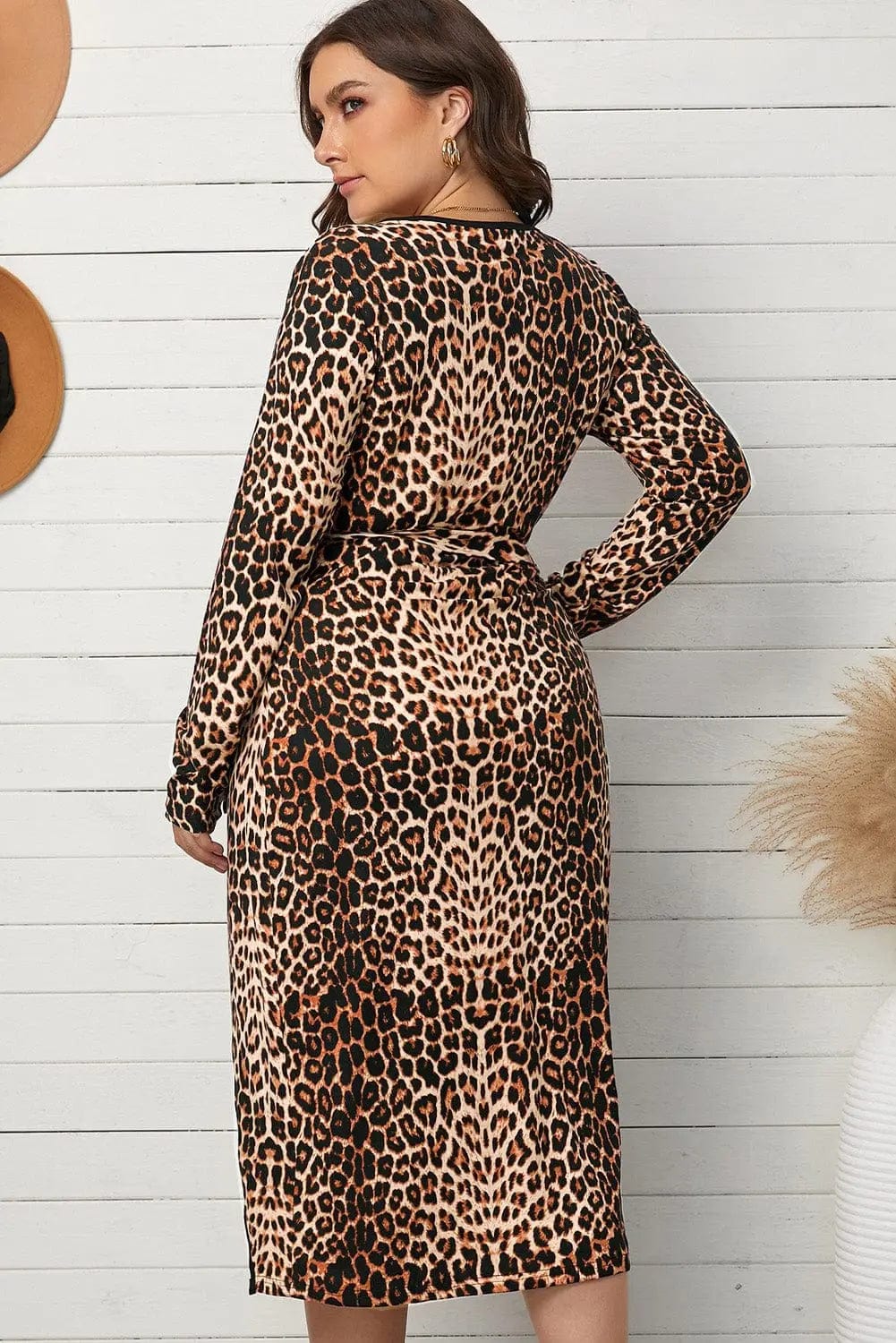 Plus Size Leopard Belted Surplice Wrap Dress  39.00 MPGD Corp Merchandise