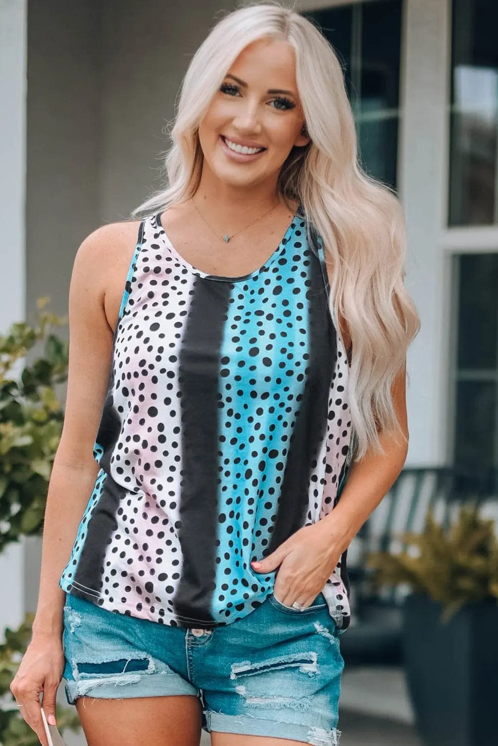 Polka Dot Racerback Tank Top  24.00 MPGD Corp Merchandise