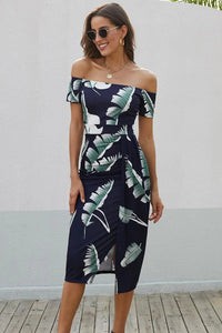 Printed Off-Shoulder Split Dress  34.00 MPGD Corp Merchandise