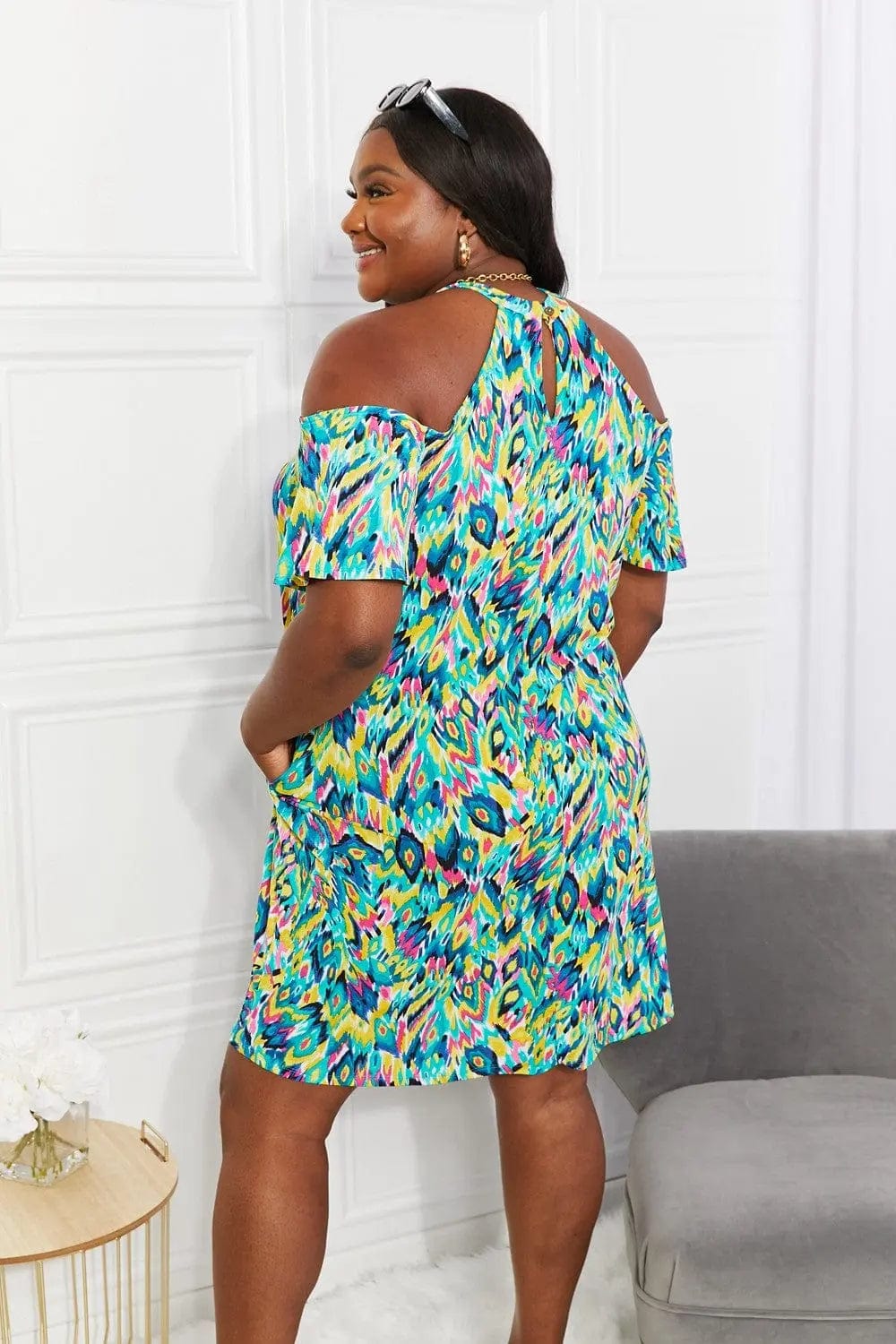 Sew In Love Full Size Perfect Paradise Printed Cold-Shoulder Dress  45.00 MPGD Corp Merchandise