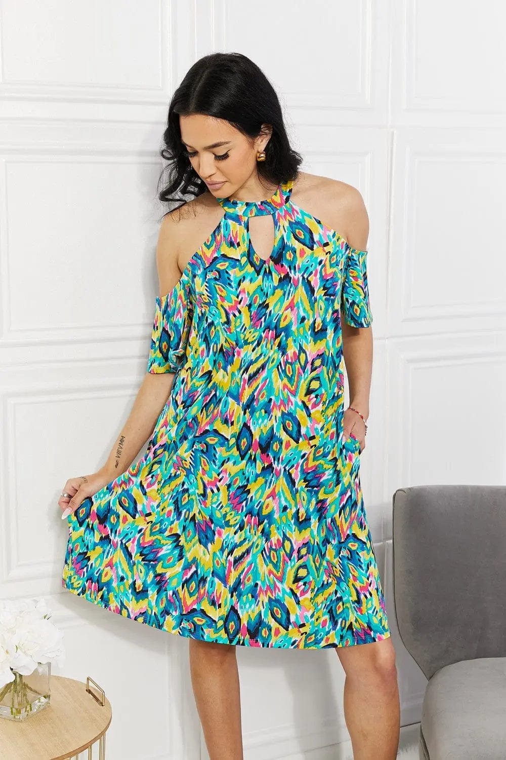 Sew In Love Full Size Perfect Paradise Printed Cold-Shoulder Dress  45.00 MPGD Corp Merchandise