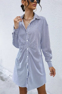 Striped Button Front Ruched Shirt Dress  29.00 MPGD Corp Merchandise