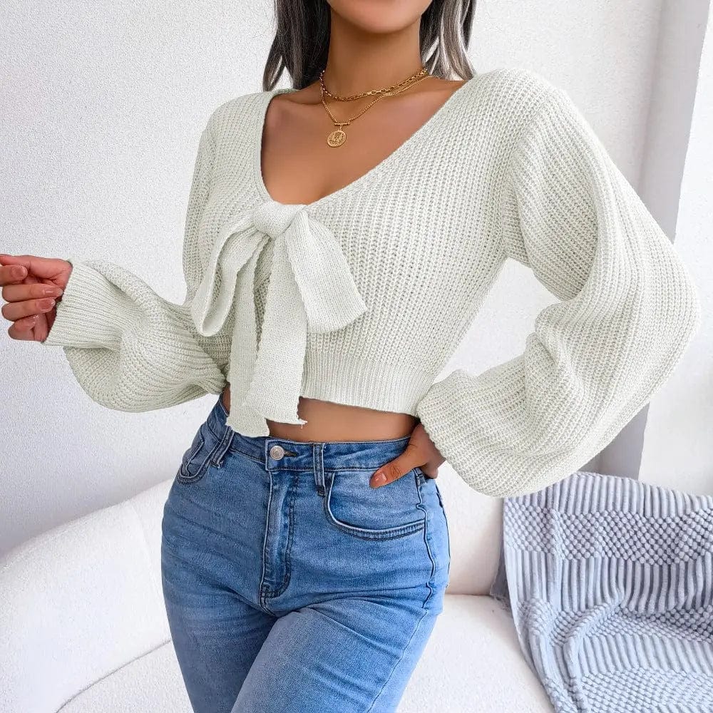 Tie-Front Rib-Knit Cropped Sweater  29.00 MPGD Corp Merchandise