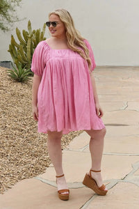 White Birch Full Size Half Sleeve Solid Woven Mini Dress  31.00 MPGD Corp Merchandise