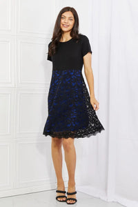Yelete Full Size Contrasting Lace Midi Dress  38.00 MPGD Corp Merchandise
