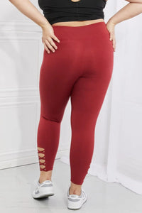 Yelete Ready For Action Full Size Ankle Cutout Active Leggings in Brick Red  31.00 MPGD Corp Merchandise