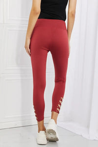 Yelete Ready For Action Full Size Ankle Cutout Active Leggings in Brick Red  31.00 MPGD Corp Merchandise