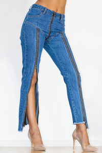 Zip Detail Slit Long Jeans  71.00 MPGD Corp Merchandise