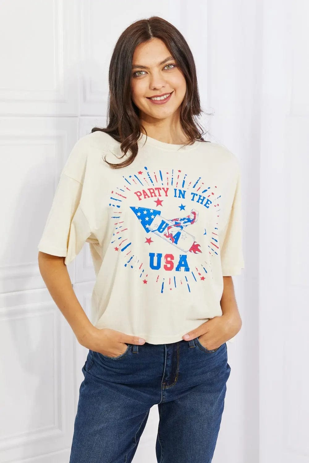 mineB Party In The USA Graphic Crop Top  31.00 MPGD Corp Merchandise