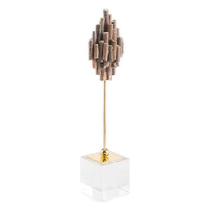 3.9" X 3.1" X 16.1" Small Brown Stone Pedestal Furniture 118.48 MPGD Corp Merchandise