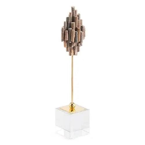 3.9" X 3.1" X 16.1" Small Brown Stone Pedestal Furniture 118.48 MPGD Corp Merchandise