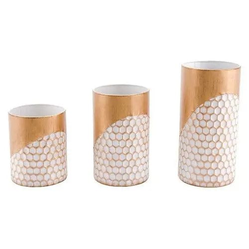 5.7" X 5.7" X 11.6" 3 Pcs Candle Holders Gold Furniture 90.28 MPGD Corp Merchandise