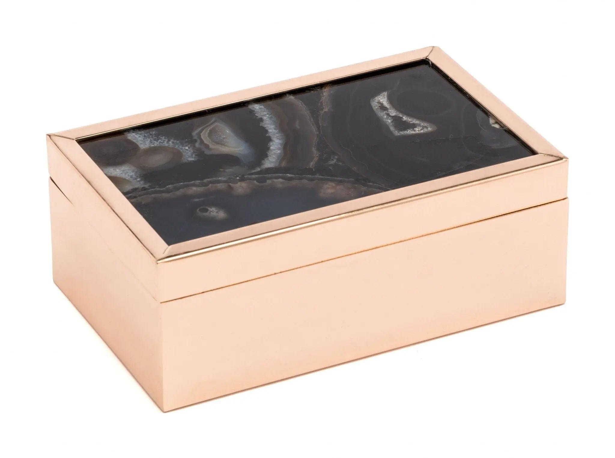 6.3" x 3.9" x 2.4" Black, Printed Glass & Steel, Stone Box Small Furniture 57.76 MPGD Corp Merchandise