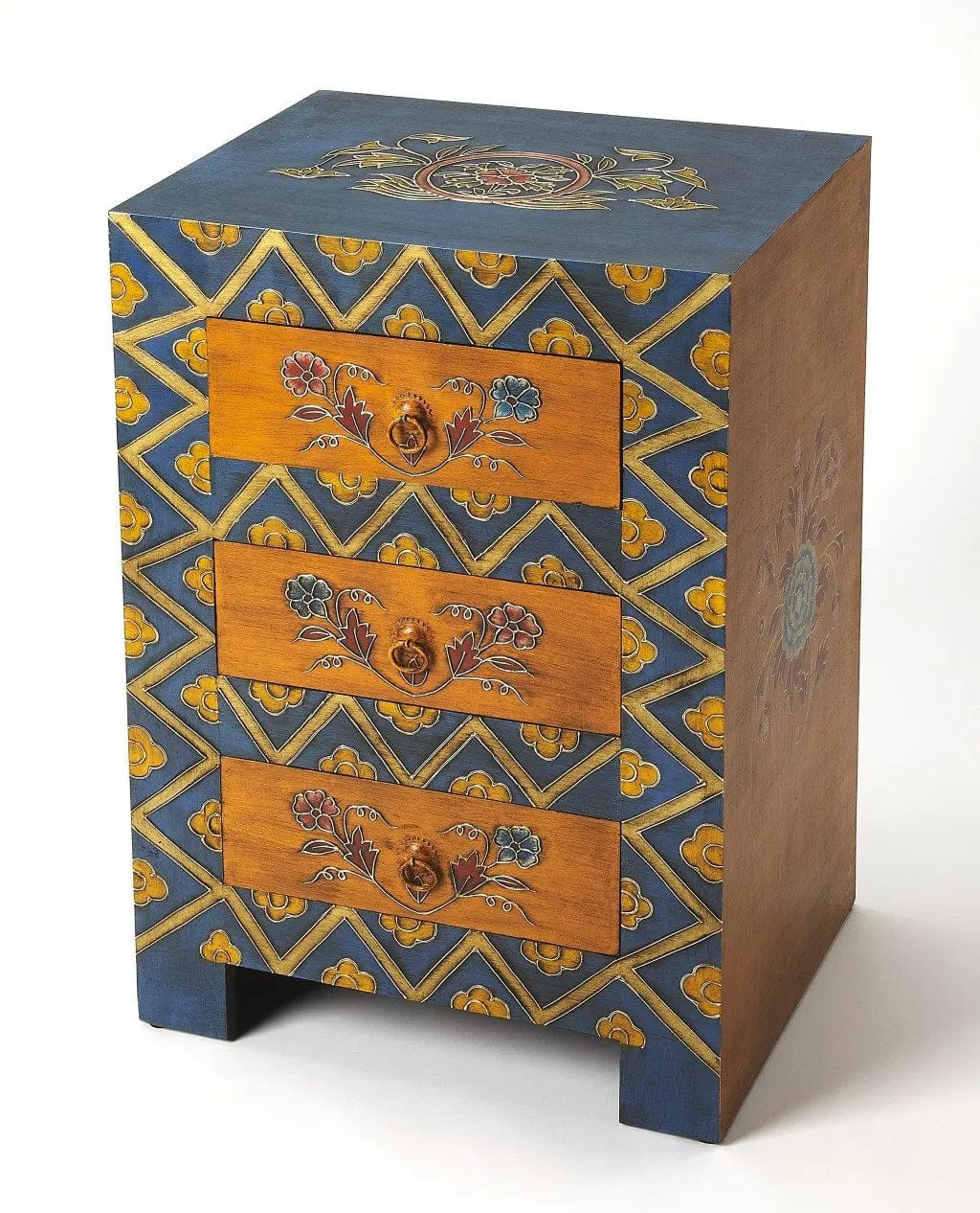 Exotic Hand Painted 3 Drawer Accent Chest Furniture 871.44 MPGD Corp Merchandise