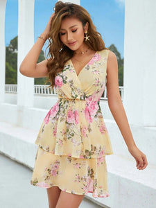 Floral Sleeveless Surplice Layered Mini Dress  33.00 MPGD Corp Merchandise