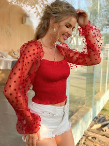 Polka Dot Frill Trim Smocked Crop Top  31.00 MPGD Corp Merchandise
