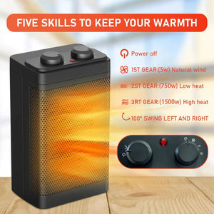Space Heater for Indoor Use Portable Ceramic HeaterFan with Thermostat Home Improvement 113.98 MPGD Corp Merchandise
