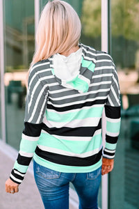 Striped Drawstring Detail Long Sleeve Hoodie  33.00 MPGD Corp Merchandise