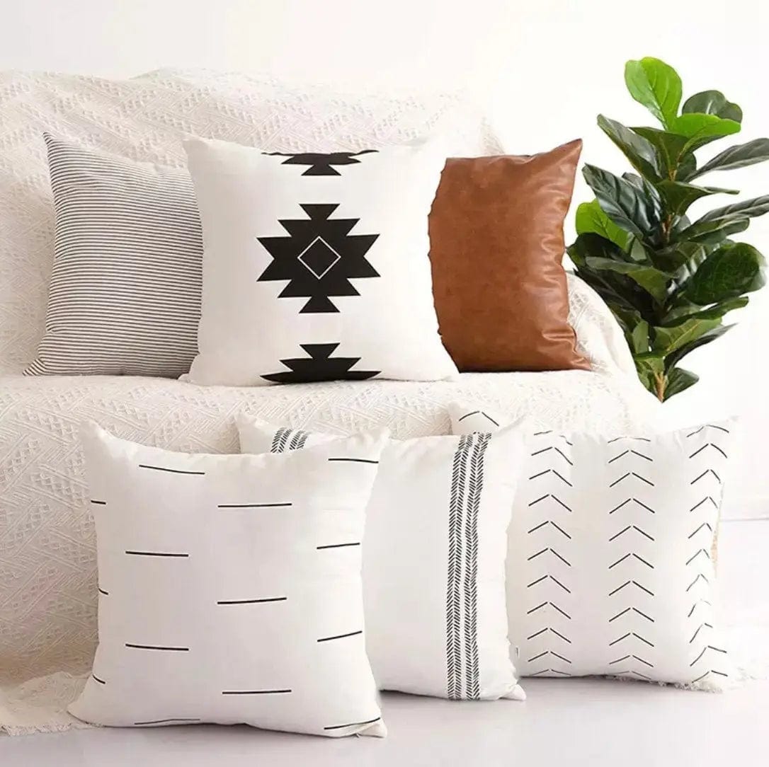 Throw Pillow Set 6, 18x18 Vegan leather throw pillow, Modern Minimal Home Decor 80.00 MPGD Corp Merchandise