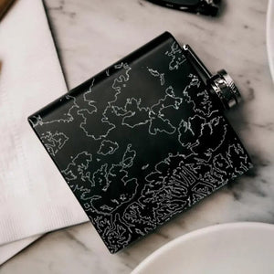 Yellowstone National Park - Wyoming Map Hip Flask in Matte Black Kitchen 32.00 MPGD Corp Merchandise